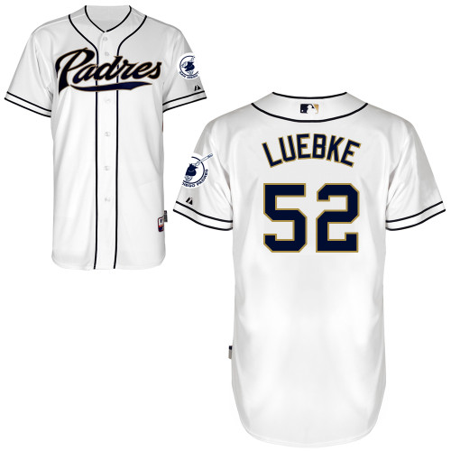 Cory Luebke #52 MLB Jersey-San Diego Padres Men's Authentic Home White Cool Base Baseball Jersey